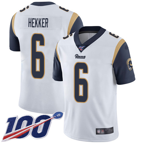 Los Angeles Rams Limited White Men Johnny Hekker Road Jersey NFL Football #6 100th Season Vapor Untouchable